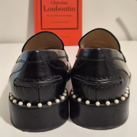 Stewart Weitzman Black Loafers with Pearl Detailing - Picture 3 of 6